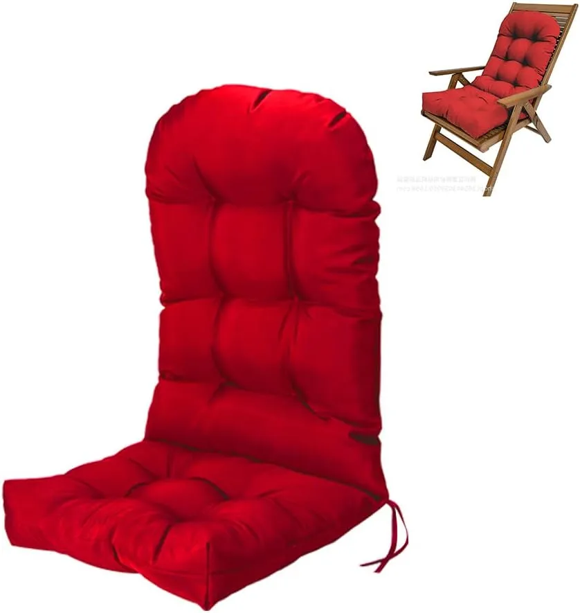 Waterproof Adirondack Chair Cushion,44inch Rocking Chair Cushion,High Back Patio Cushions Indoor and Outdoor Furniture Chair Cushions Pads with Ties (Red)