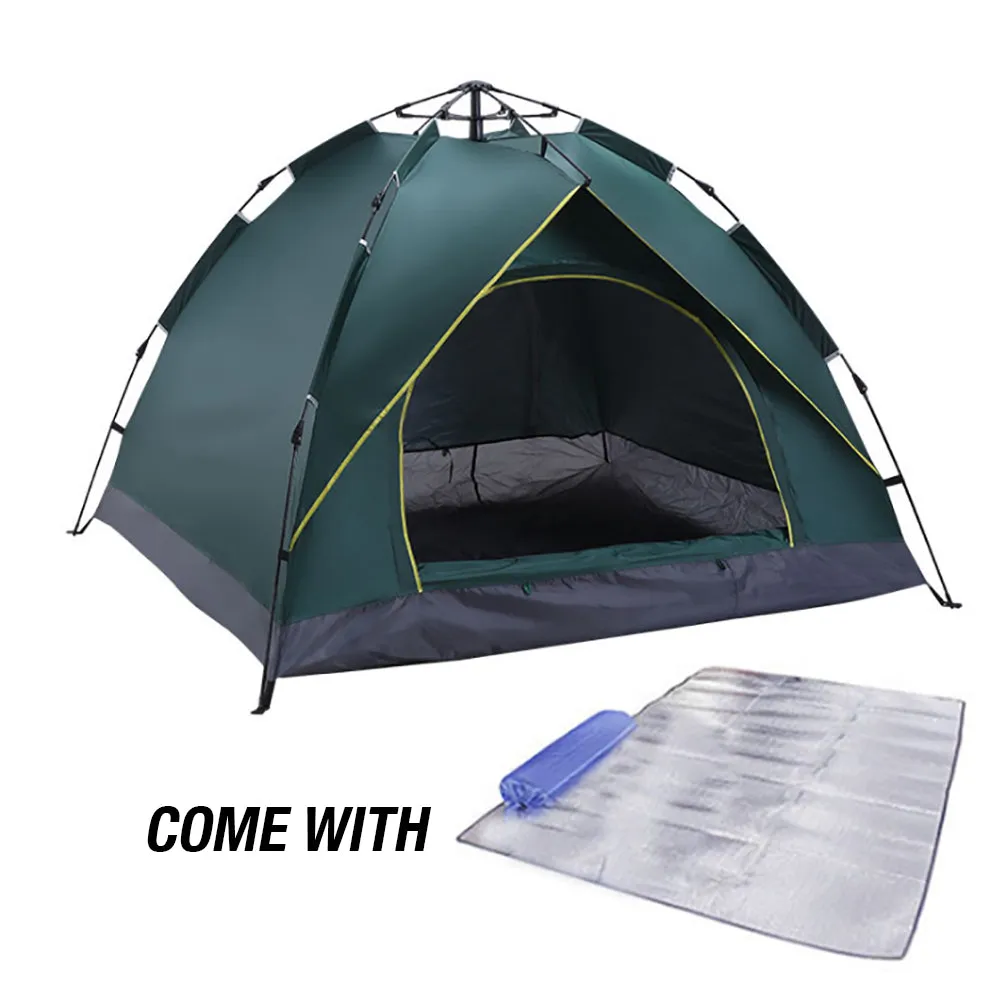 Waterproof Automatic Camping Tent 3-5 Person Come with Moisture Proof Pad(Green)-QLD_Rural