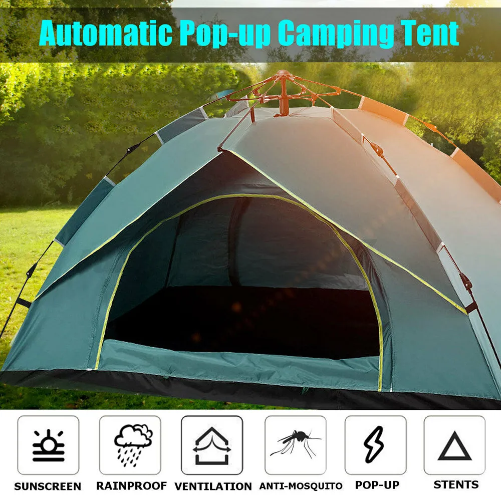 Waterproof Automatic Camping Tent 3-5 Person Come with Moisture Proof Pad(Green)-QLD_Rural