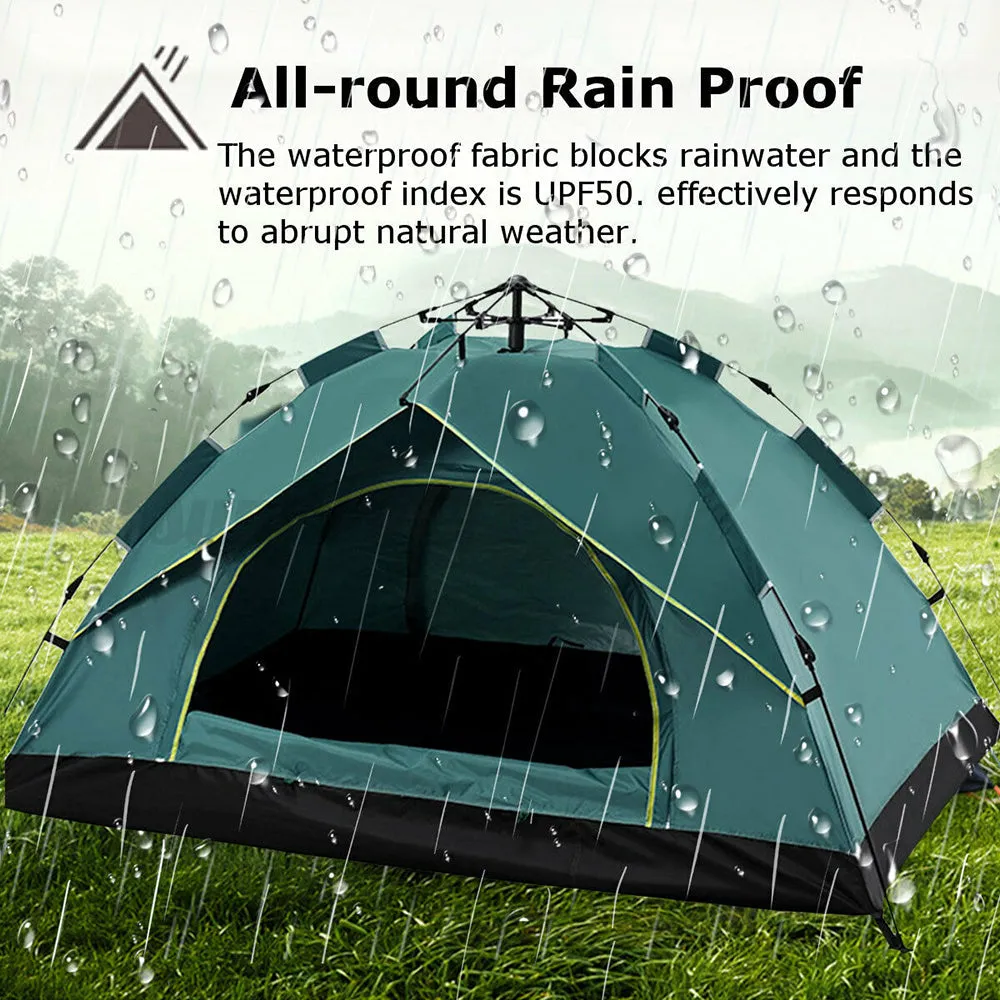 Waterproof Automatic Camping Tent 3-5 Person Come with Moisture Proof Pad(Green)-QLD_Rural