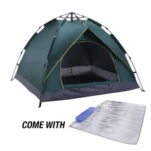 Waterproof Automatic Camping Tent 3-5 Person Come with Moisture Proof Pad(Green)-QLD_Rural