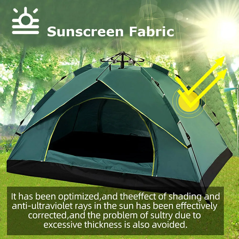 Waterproof Automatic Camping Tent 3-5 Person Come with Moisture Proof Pad(Green)-QLD_Rural