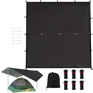 Waterproof Camping Tarp - Ultralightt Ground Sheet Mat | Heavy Duty Tarp Shelter |with 6 Ropes | 6 Stakes | Carrying Bag | Tent Floor Saver | Portable Hiking Accessories, for Activities Adventure