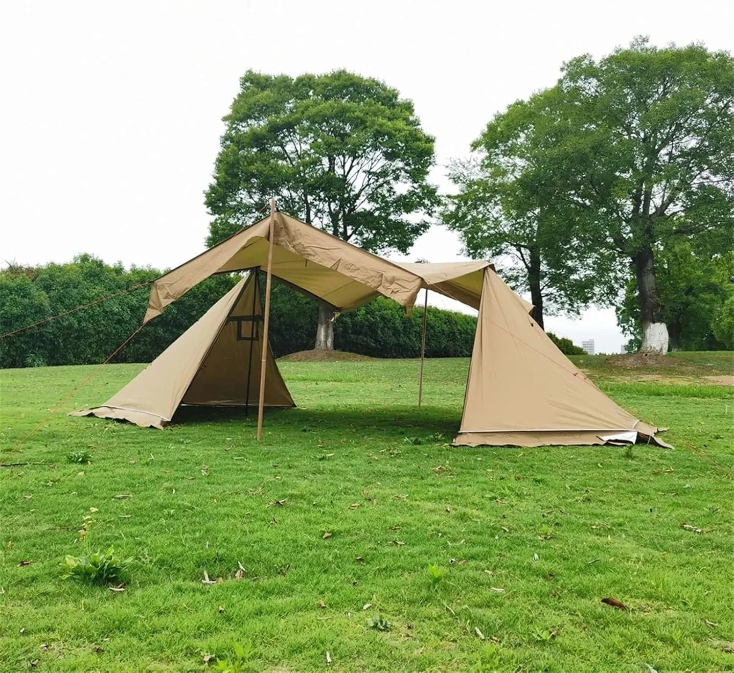 Waterproof Camping Tent 4 Outdoor Season Tent Windproof Family Sun Shelter Backpacking Travel Beach Equipment (Green Oxford Clot)