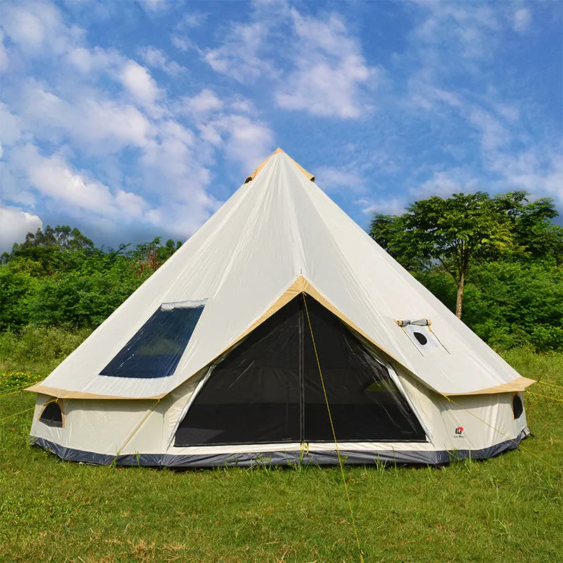 Waterproof Sunscreen Yurt Tent | Pyramid Design | Chimney Ventilation | Outdoor Camping