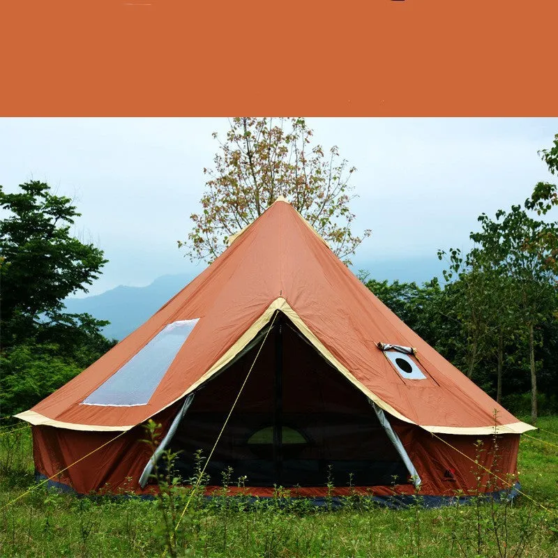 Waterproof Sunscreen Yurt Tent | Pyramid Design | Chimney Ventilation | Outdoor Camping
