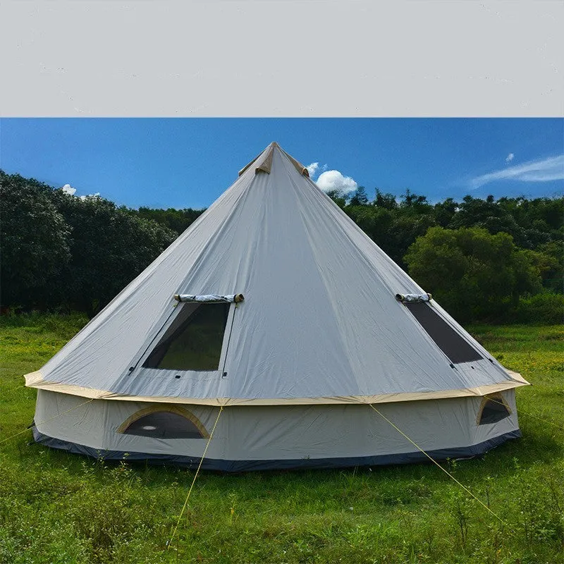 Waterproof Sunscreen Yurt Tent | Pyramid Design | Chimney Ventilation | Outdoor Camping