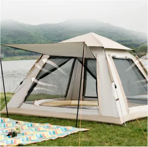 Waterproof Tents 4 People Waterproof,Double Doors and Four Windows Family Tents Practical Advanced Waterproof for Tents for Camping