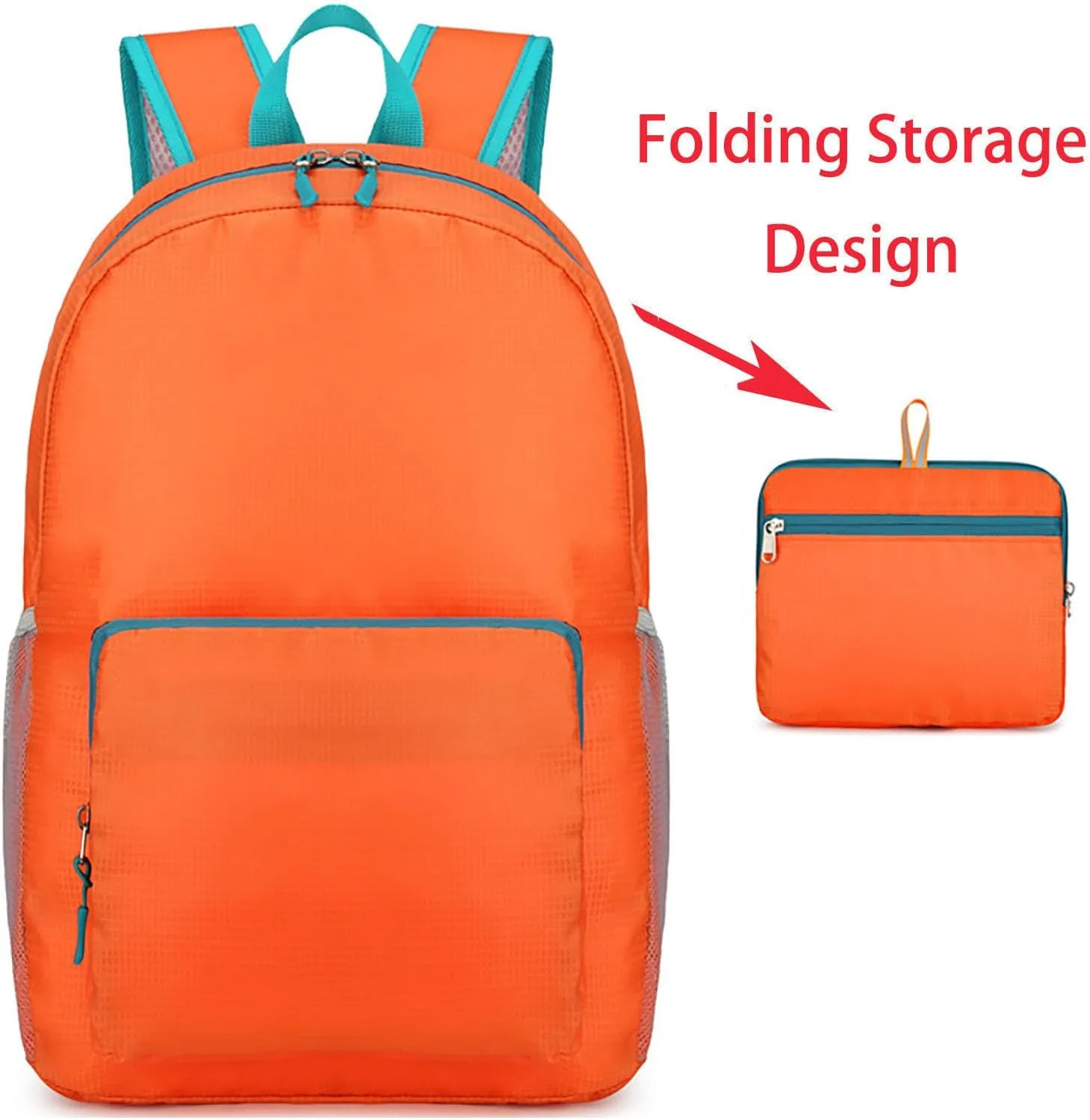 Waterproof Ultralight Foldable Backpack for Outdoor Travel & Camping, 16-Inch Packable Daypack (Orange)
