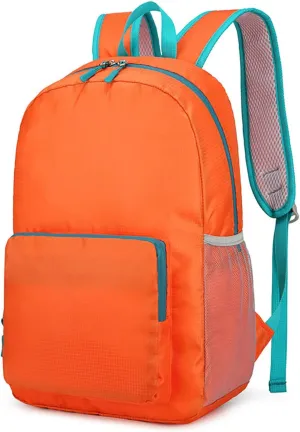 Waterproof Ultralight Foldable Backpack for Outdoor Travel & Camping, 16-Inch Packable Daypack (Orange)