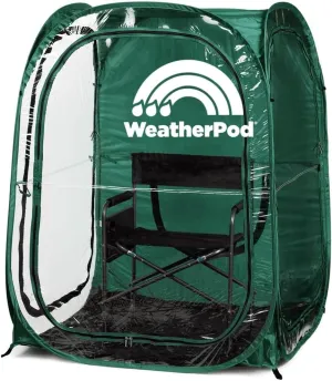 WeatherPod® The Original Shark Tank MyPod™ 1-2 Person Pop-Up Pod - Stay Warm, Dry, and Out of The Sun - Weather Pod for Sports, Rain, or Wind (Hunter Green, 46" L x 46" W x 59" H)