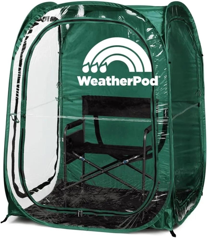 WeatherPod® The Original Shark Tank MyPod™ 1-2 Person Pop-Up Pod - Stay Warm, Dry, and Out of The Sun - Weather Pod for Sports, Rain, or Wind (Hunter Green, 46" L x 46" W x 59" H)
