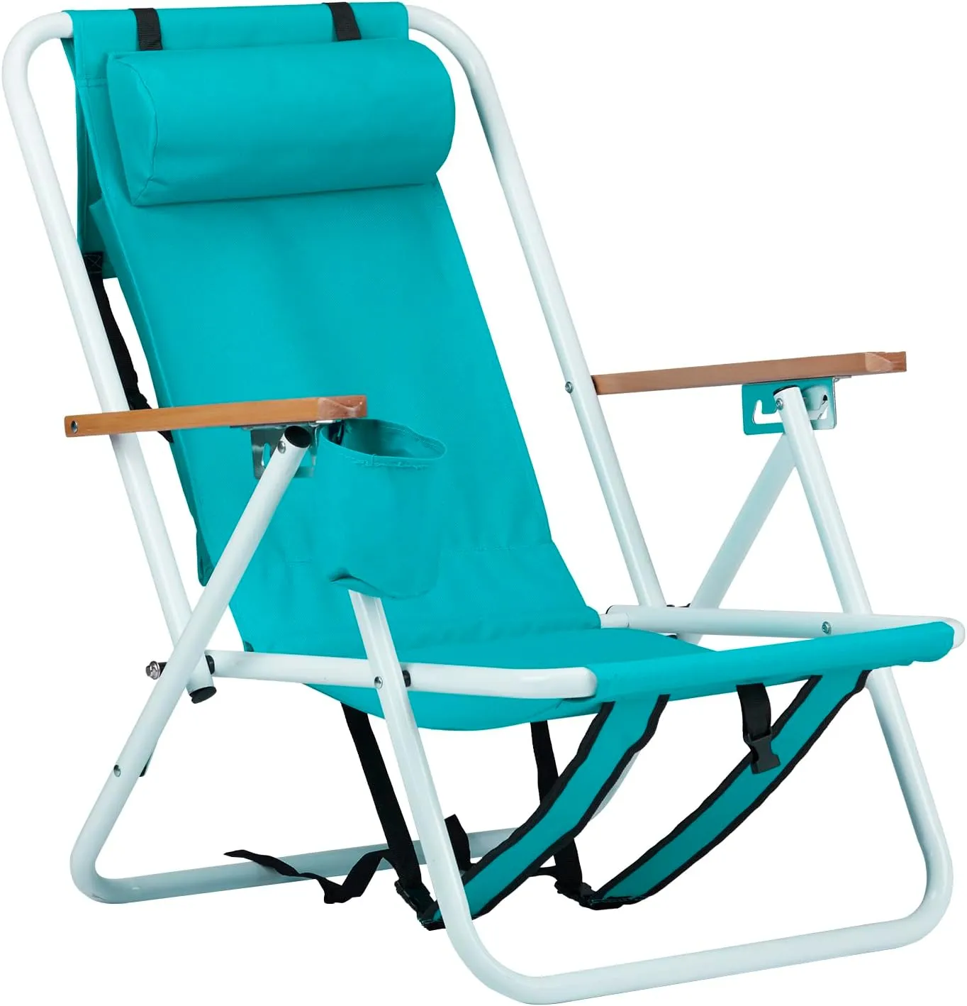 WEI WEI GLOBAL Folding Beach Chair with 4 Positions, Portable Backpack Design Chair, Adjustable Reclining Camping Chair, Portable Foldable Outdoor Chair for Outdoor Use, Green