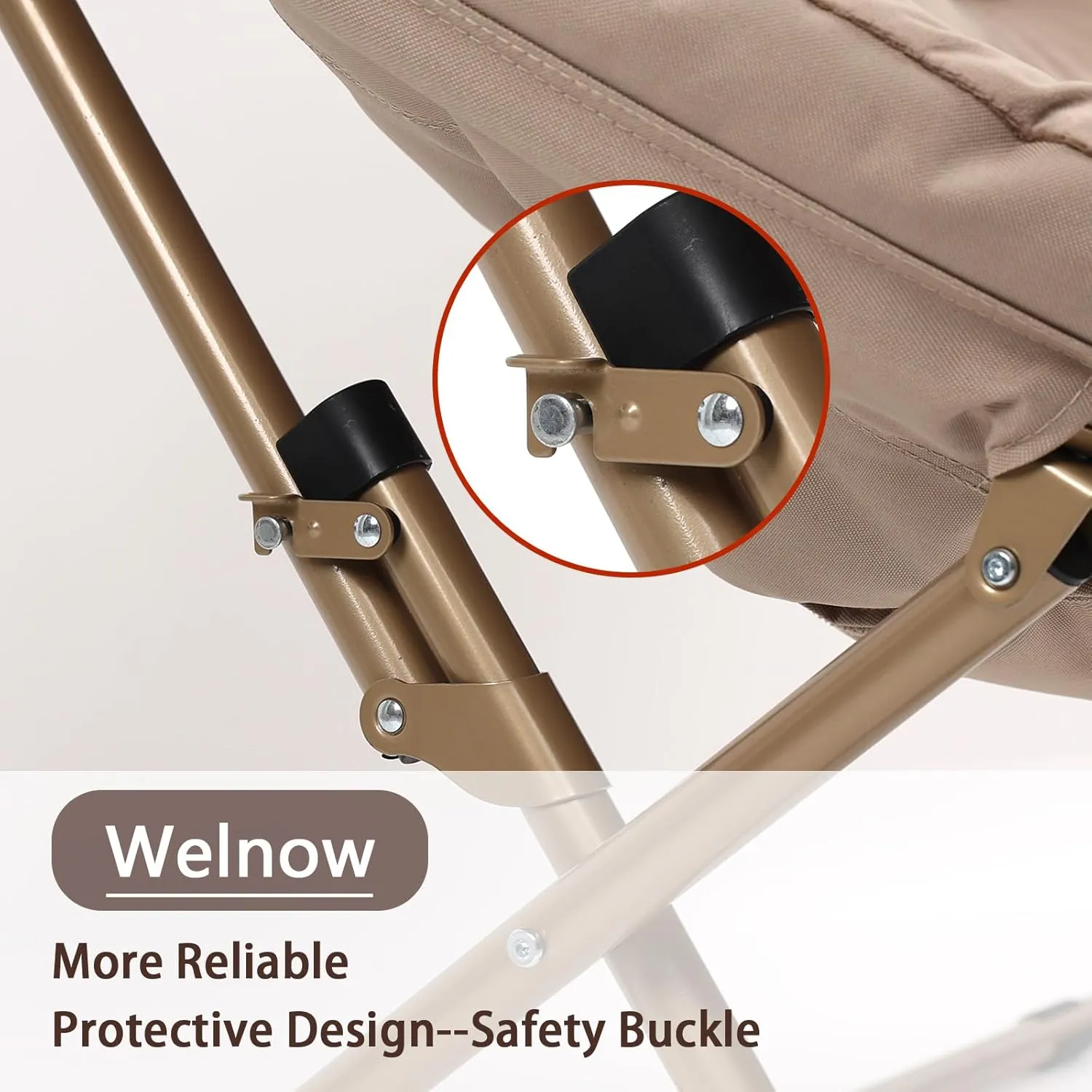 Welnow Comfy Double Saucer Chair Loveseat, Modern 2-Seat Folding Faux Fur Lounge Chair, Foldable Accent Reading Chair with Metal Frame Moon Chair for Bedroom, Living Room, Dorm Rooms, Dutch Khaki