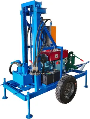 Wheel-Mounted Water Well Drilling Rig, Compact Powerful Machine for Indoor/Outdoor Use, 150m Efficient Water Well Drilling Rig with Centrifugal Water Pump & Tracked Transportation Design