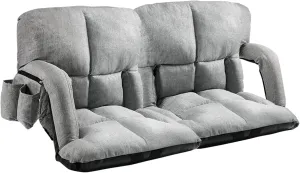 Wide Stadium Seats for Bleachers with Back Support, Extra Thick Plus Size Bleacher Seats with Wide Cushion, 6 Reclining Positions Stadium Chair for Outdoor or Indoor (Grey, 2P)