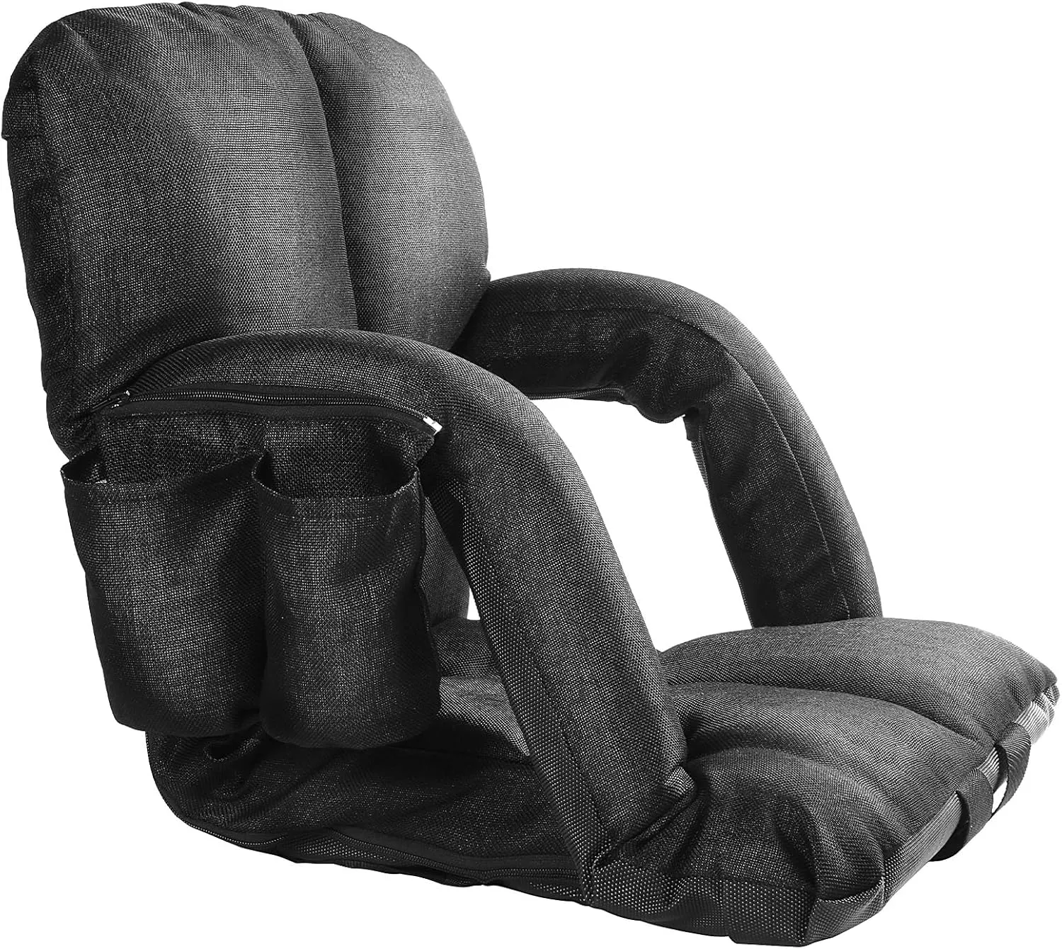 Wide Stadium Seats for Bleachers with Back Support, Extra Thick Plus Size Stadium Seats Bleacher Seats with Backs and Wide Cushion, 6 Reclining Positions Stadium Chair for Outdoor Or Indoor (Black,2P)