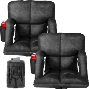 Wide Stadium Seats for Bleachers with Back Support, Extra Thick Plus Size Stadium Seats Bleacher Seats with Backs and Wide Cushion, 6 Reclining Positions Stadium Chair for Outdoor Or Indoor (Black,2P)