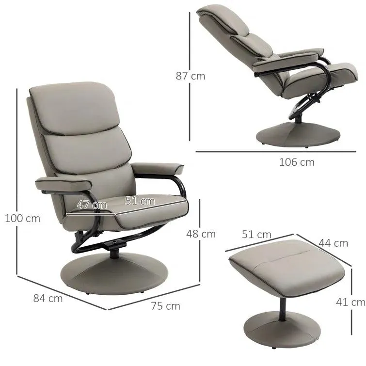 Wide Swivel Armchair and Ottoman