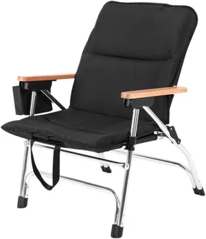 WIGSELBL Folding Deck Chair Padded Camping Garden Fishing Chairs with Steel Frame,Adjustable Foldable Chair Dining Chairs 4-Position Recliner Deck Stool(Black)