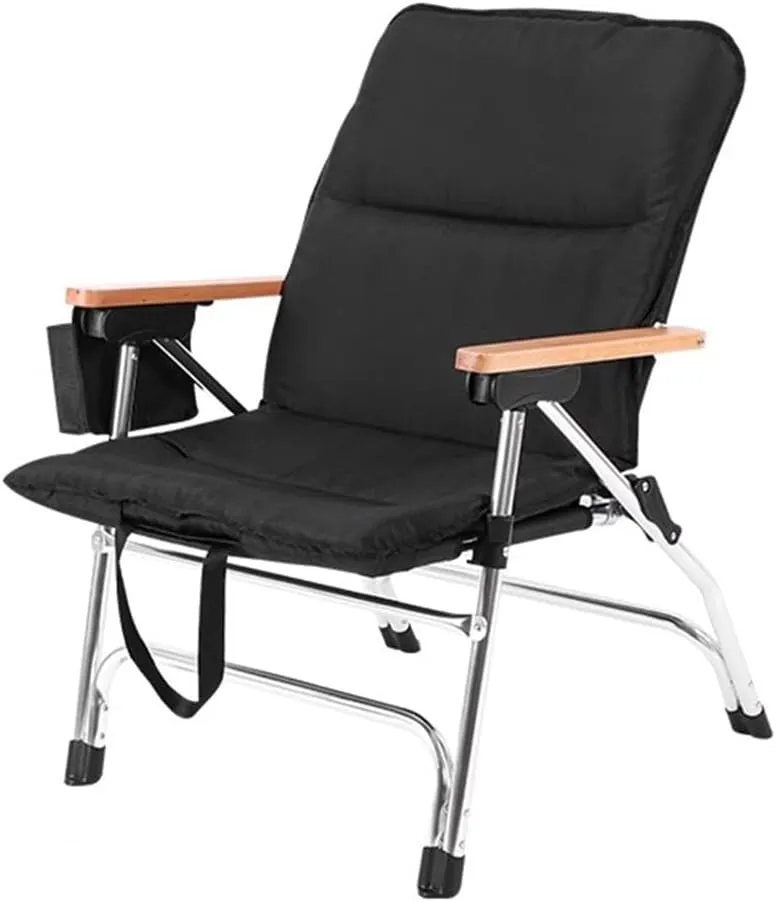 WIGSELBL Folding Deck Chair Padded Camping Garden Fishing Chairs with Steel Frame,Adjustable Foldable Chair Dining Chairs 4-Position Recliner Deck Stool(Black)