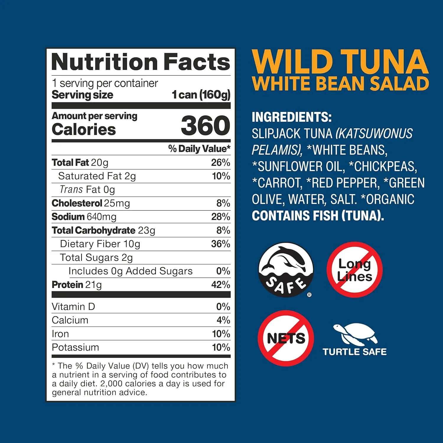 Wild Planet Ready-To-Eat Wild Tuna White Bean Salad With Organic Chickpeas, Carrots, Red Peppers & Green Olives 5.6oz (Pack Of 12)