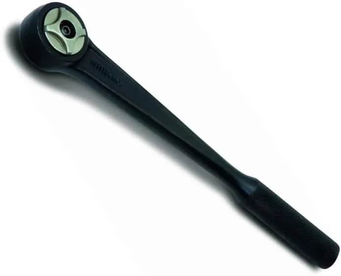 Williams JHWBS-52A 1/2-Inch Drive Round Head Ratchet with Black Industrial Finish, Knurled Grip Handle, Double Pawl Design, 72 Tooth Gear Engagement - 11-5/16 Inches