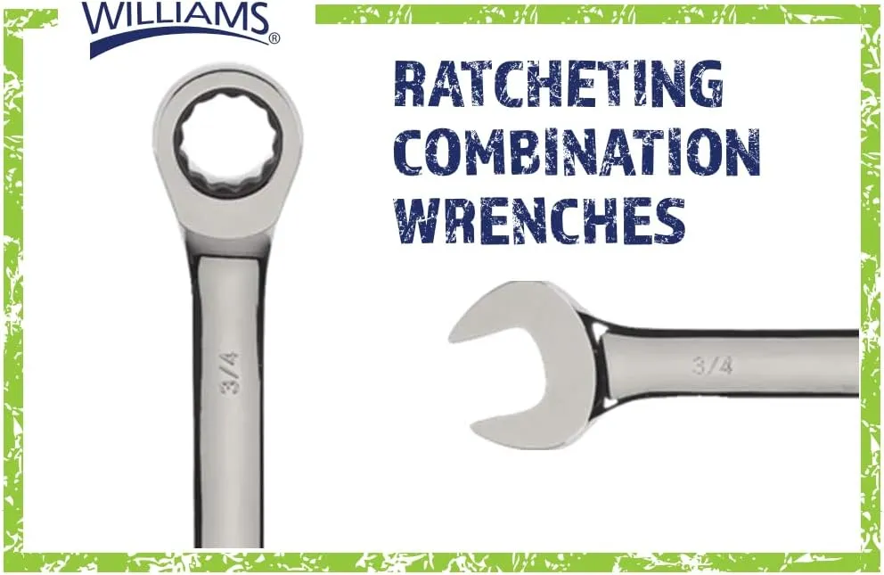 Williams WS-1122NRC Combo Ratcheting Wrench Set, 1/4-Inch - 1-1/4-Inch, 16-Piece