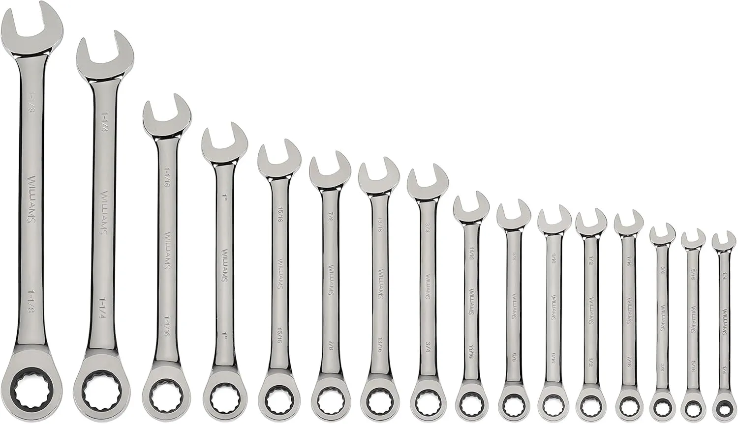 Williams WS-1122NRC Combo Ratcheting Wrench Set, 1/4-Inch - 1-1/4-Inch, 16-Piece