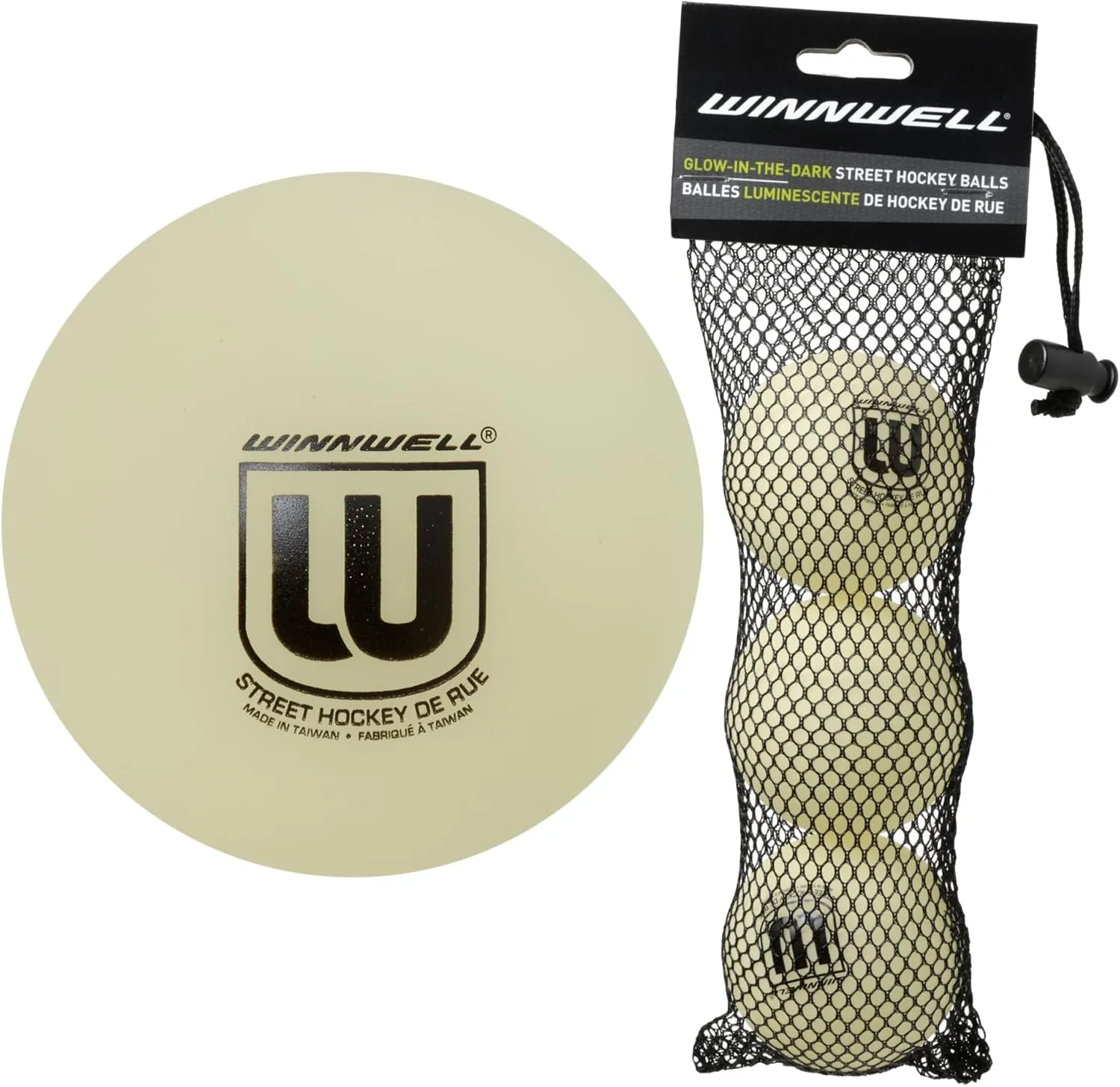 Winnwell Sports Street Hockey Balls - Indoor & Outdoor Balls with Storage Bag - Ideal for Road & Street Hockey Games 65mm & 50 Gram Weight