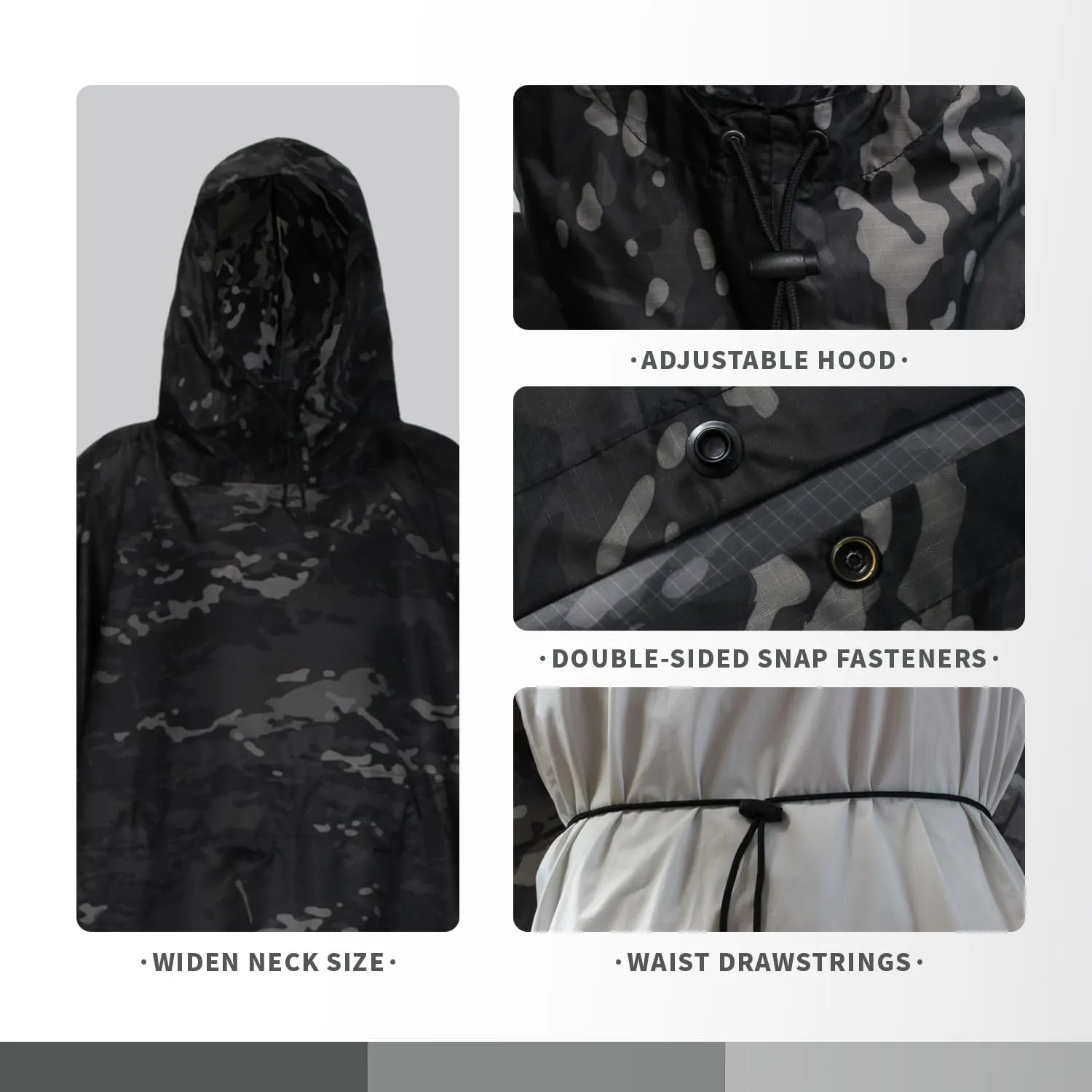WINWAY Military Rain Poncho Camouflage Poncho Waterproof Lightweight Raincoat for Outdoor Hunting Hiking Camping