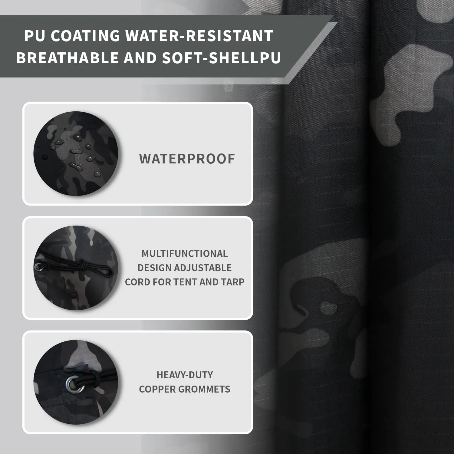 WINWAY Military Rain Poncho Camouflage Poncho Waterproof Lightweight Raincoat for Outdoor Hunting Hiking Camping