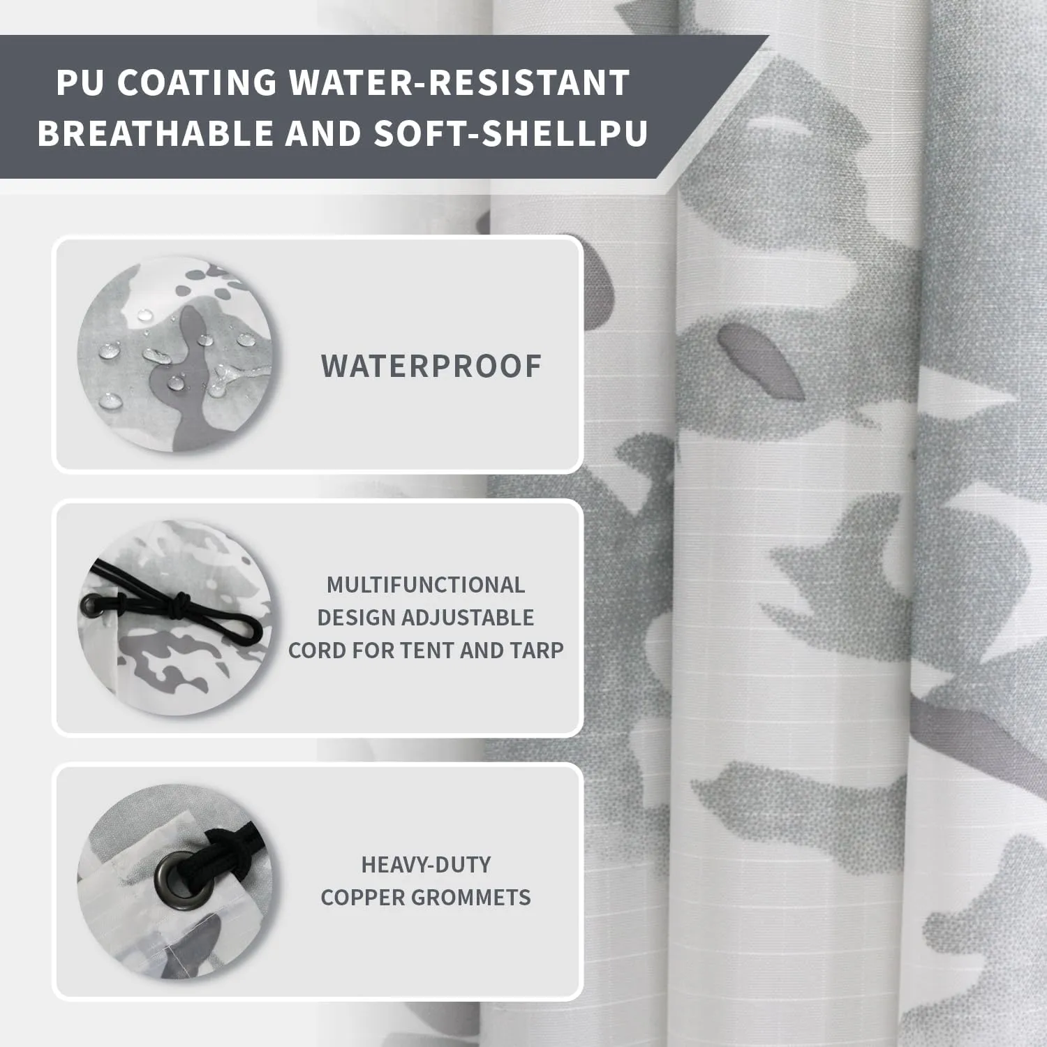 WINWAY Military Rain Poncho Camouflage Poncho Waterproof Lightweight Raincoat for Outdoor Hunting Hiking Camping