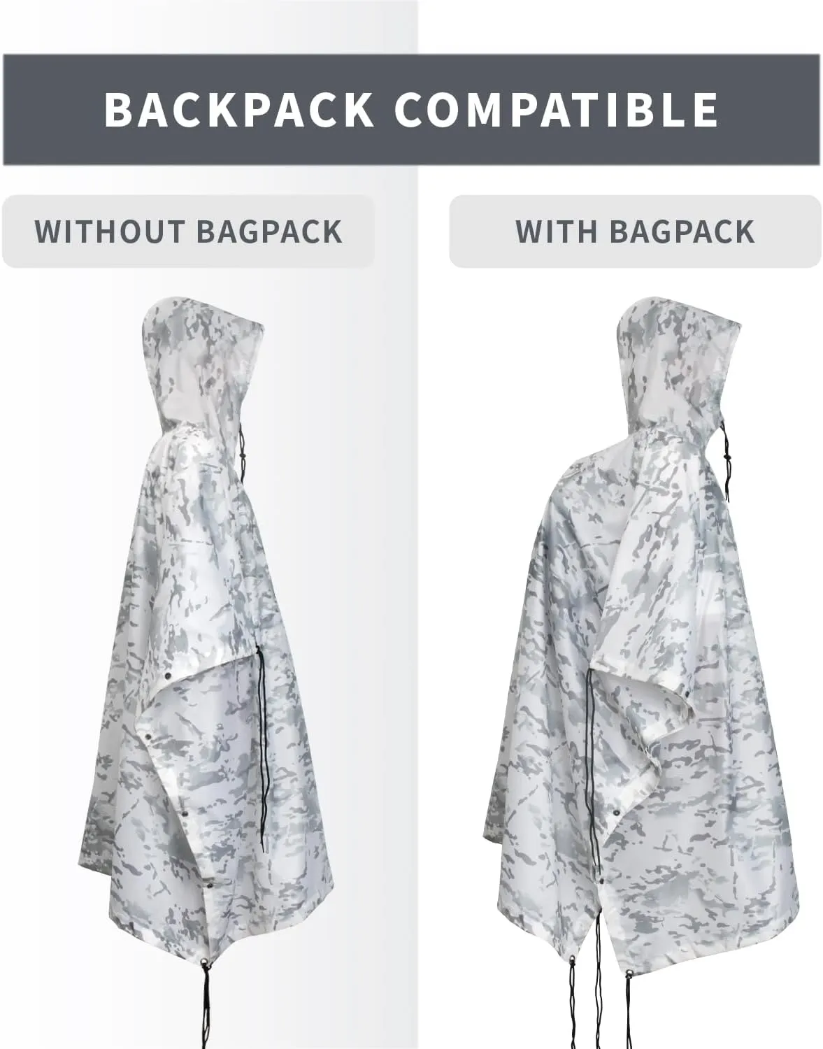 WINWAY Military Rain Poncho Camouflage Poncho Waterproof Lightweight Raincoat for Outdoor Hunting Hiking Camping