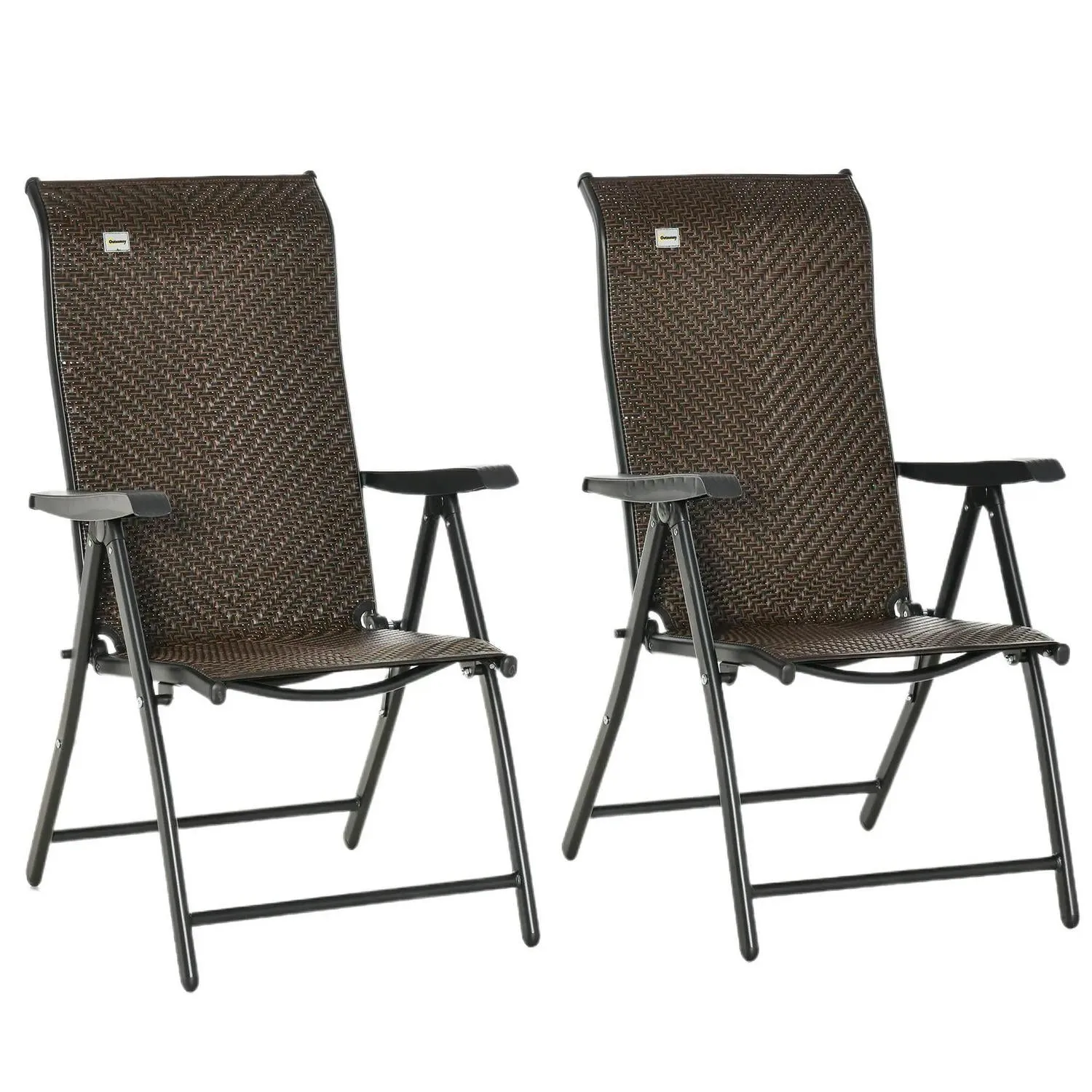 With Adjustable Of Folding Brown Set Garden Backs Chairs, - Top-notch service Seven-Position Outsunny Two Extensive range