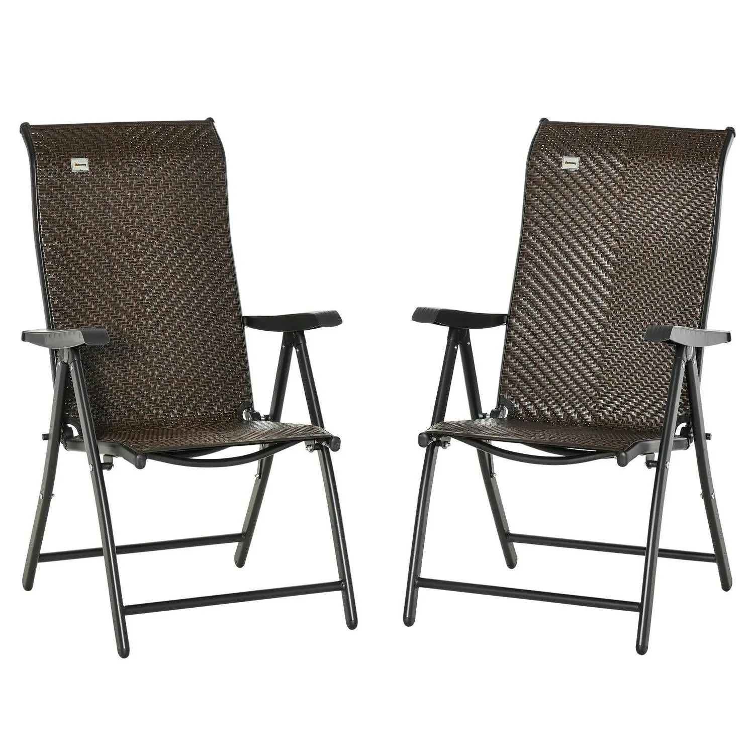 With Adjustable Of Folding Brown Set Garden Backs Chairs, - Top-notch service Seven-Position Outsunny Two Extensive range