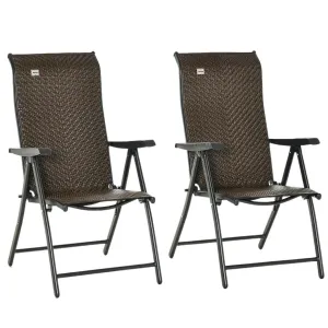 With Adjustable Of Folding Brown Set Garden Backs Chairs, - Top-notch service Seven-Position Outsunny Two Extensive range