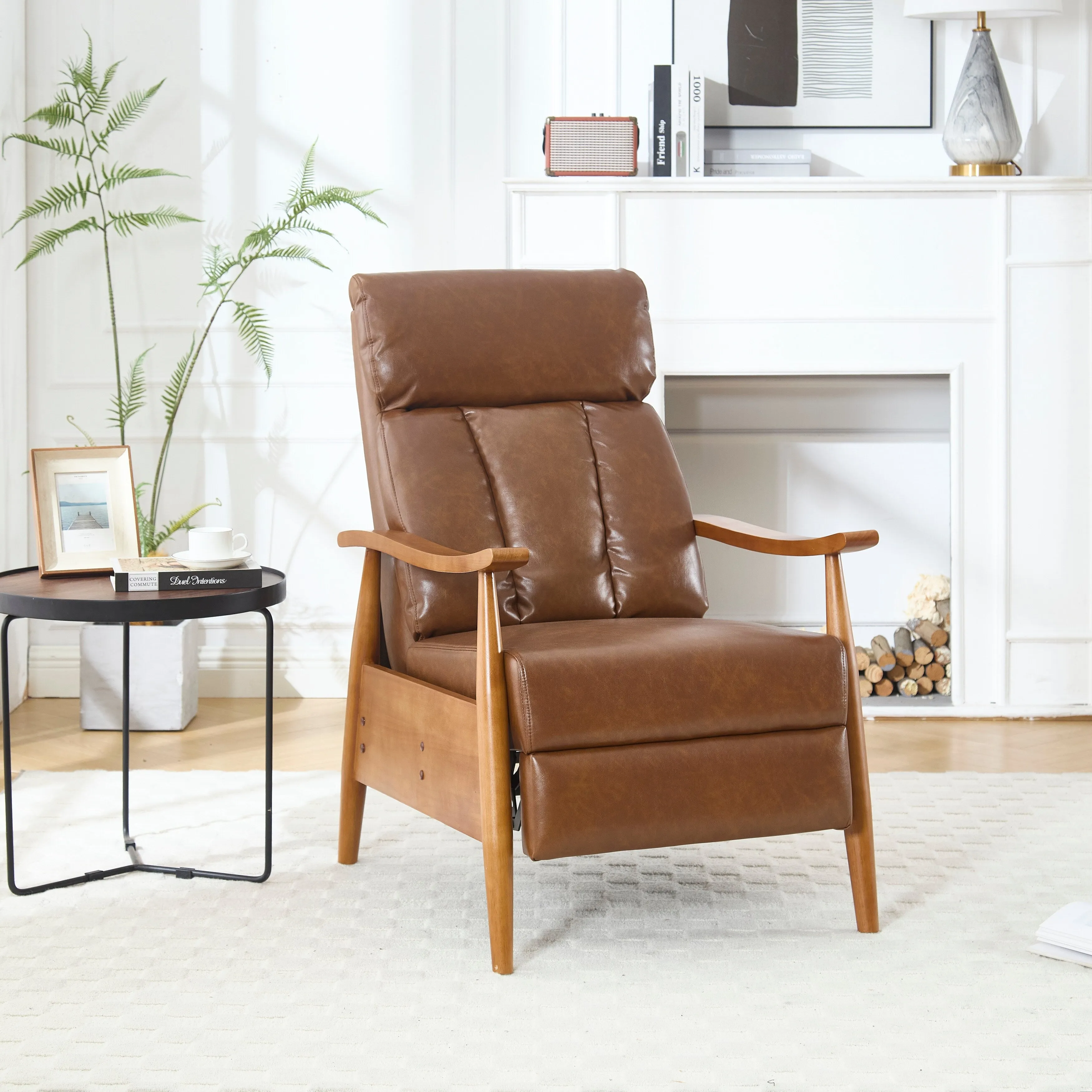 Wood Frame Armchair, Modern Accent Chair Lounge Chair for Living Room