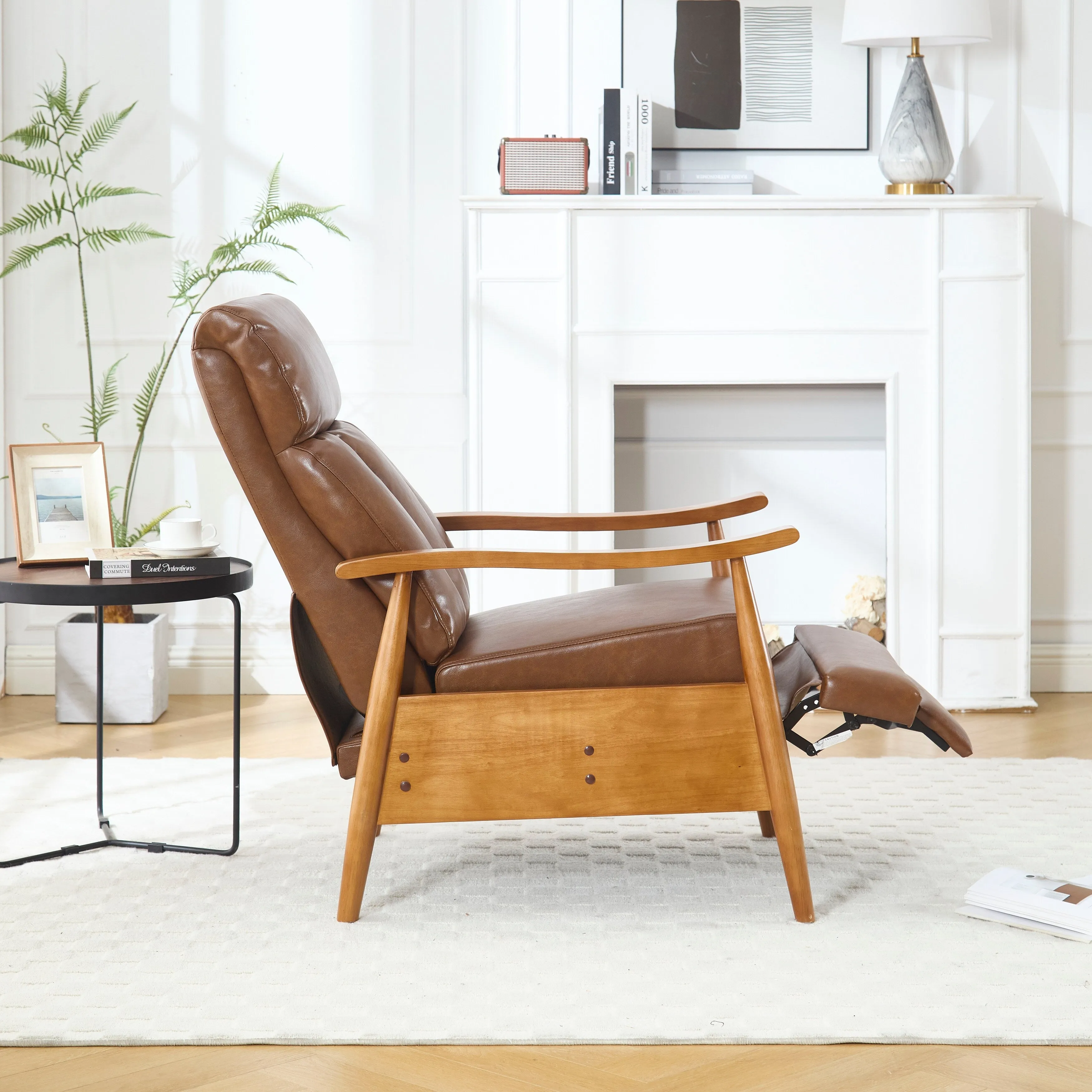 Wood Frame Armchair, Modern Accent Chair Lounge Chair for Living Room