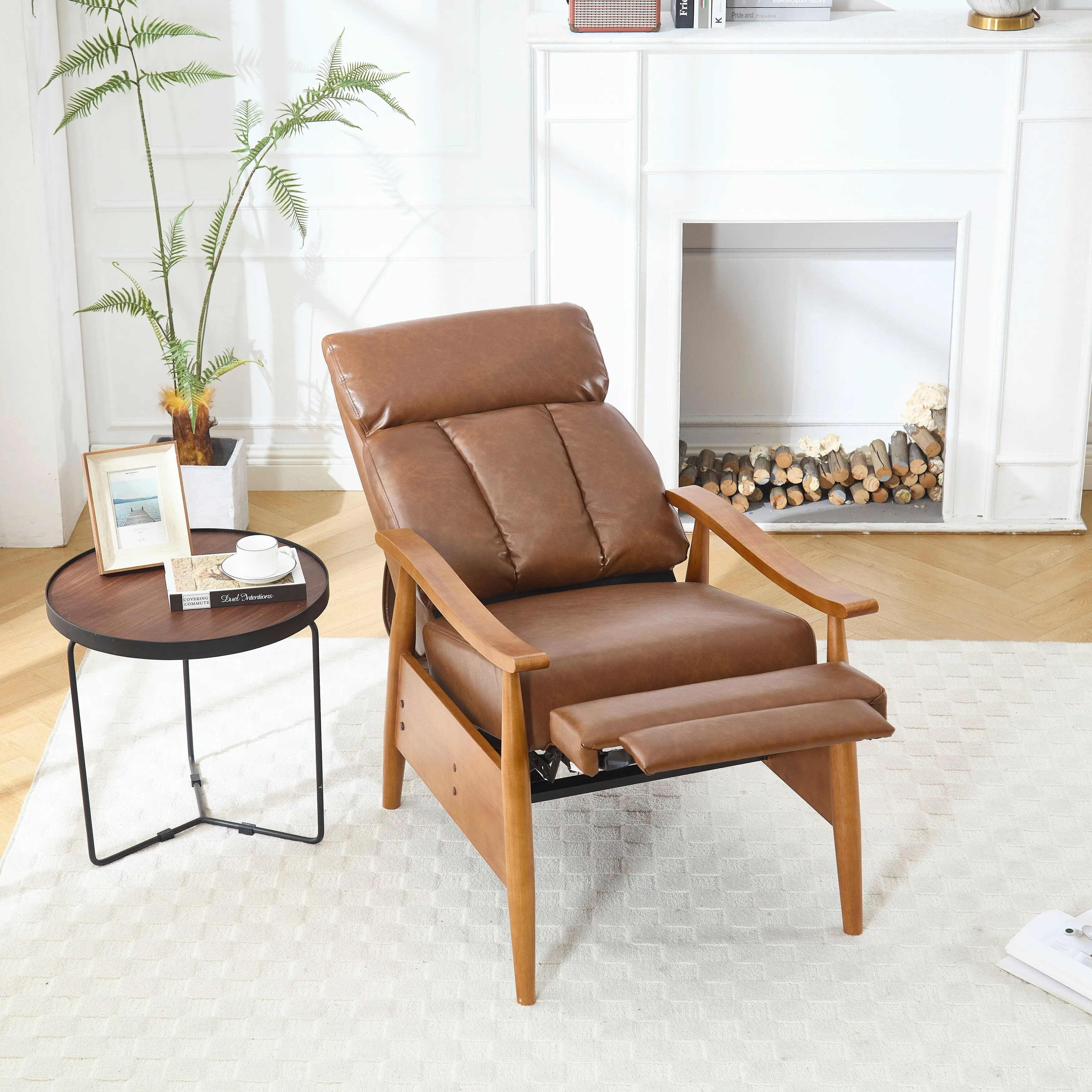 Wood Frame Armchair, Modern Accent Chair Lounge Chair for Living Room