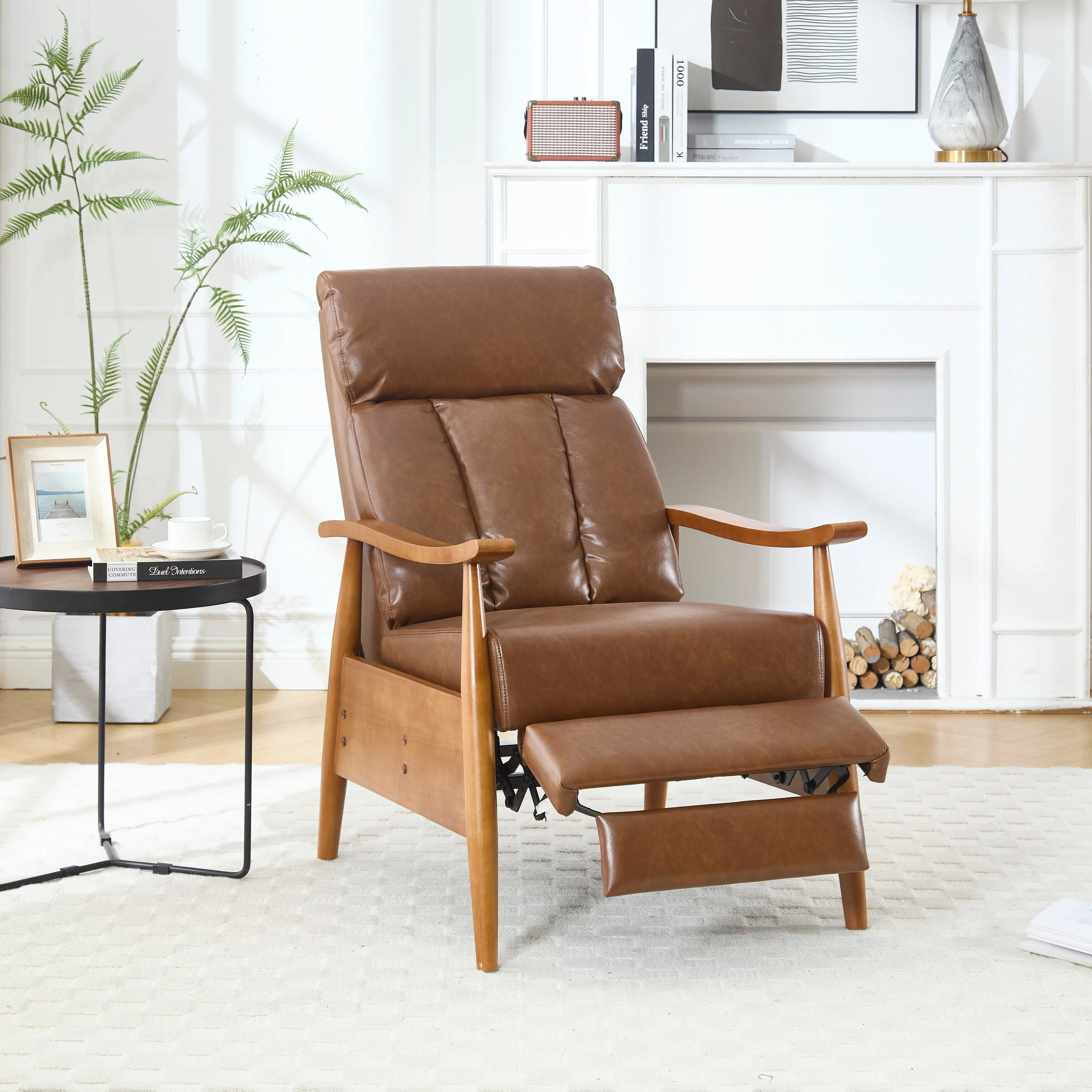 Wood Frame Armchair, Modern Accent Chair Lounge Chair for Living Room