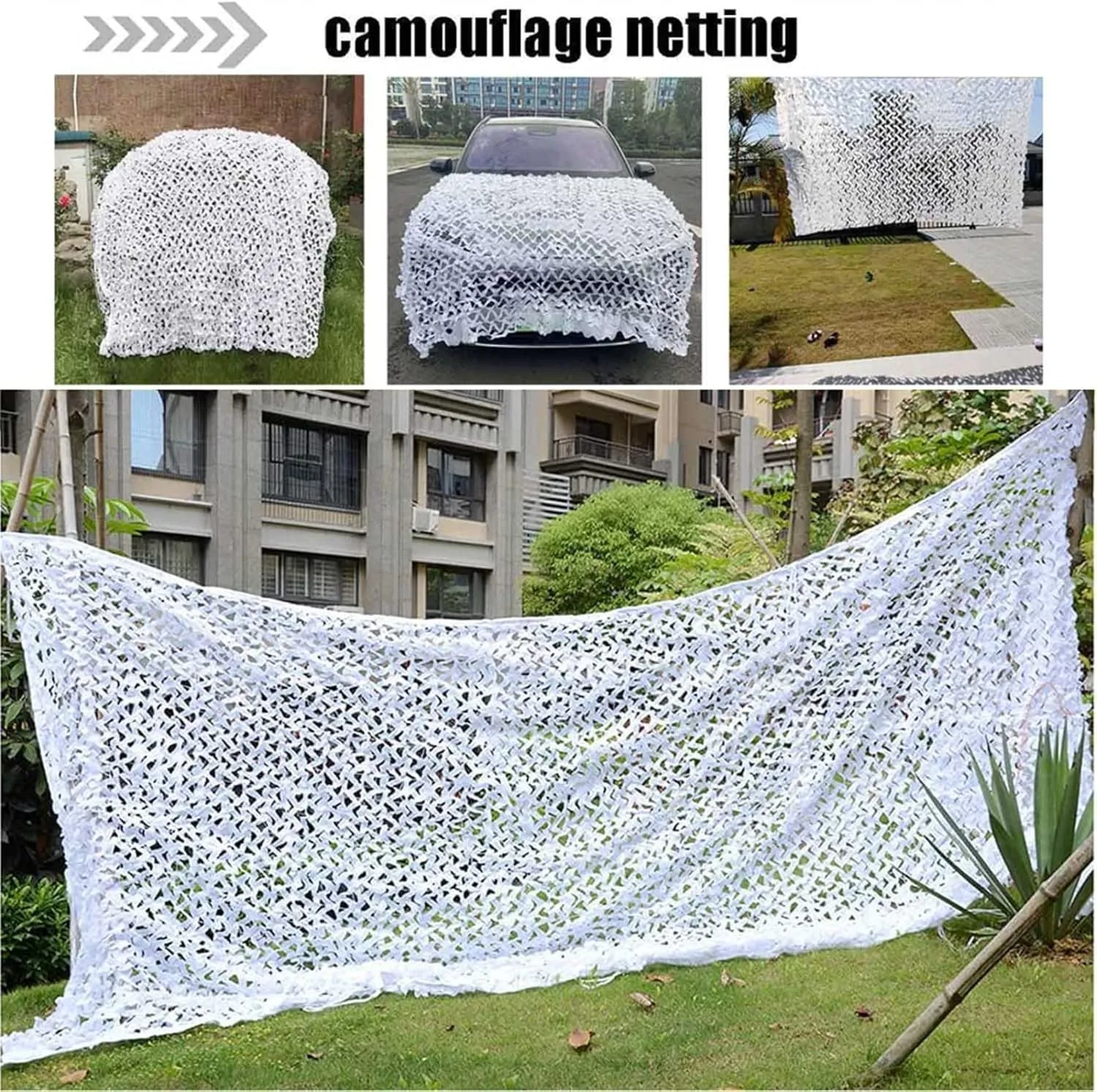 Woodland Camo Netting,Camouflage Net Outdoor,Sunblock Mesh Tarp,Quick Dry/Reinforce Double Layer,for Camping Hunting,Car Covers,Building Shelters,Sunscreen Nets,4x8m(13 * 26ft)
