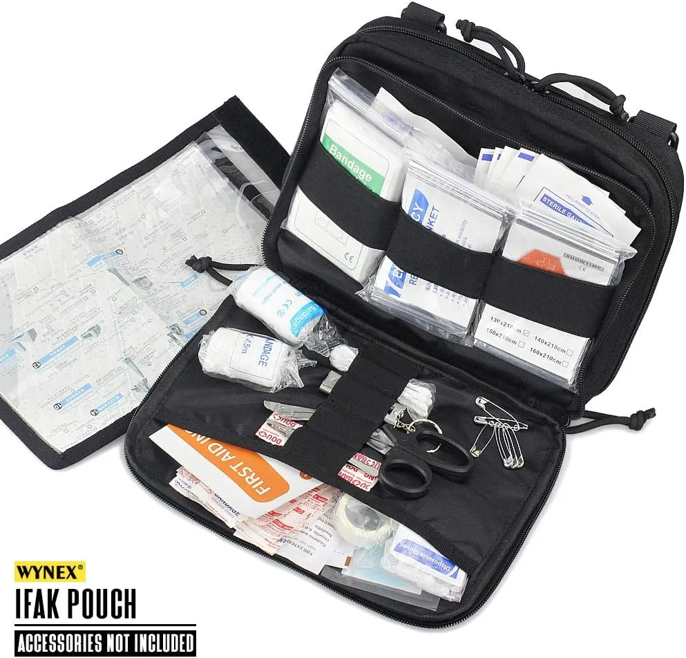 WYNEX Tactical Molle Admin Pouch of Laser Cut Design, Utility Pouches Molle Attachment Military Medical EMT Organizer with Map Pocket EDC EMT Pack IFAK Tool Holder Universal U.S.A Patch Included