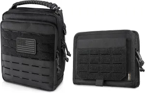WYNEX Tactical Molle Admin Pouch with Folding Admin Pouch, Utility EDC Pouch Organizer Modular Tool Pouch of Double Layer with Molle Tool Bag of Laser-Cut Design Utility Organizer EDC Medical Bag