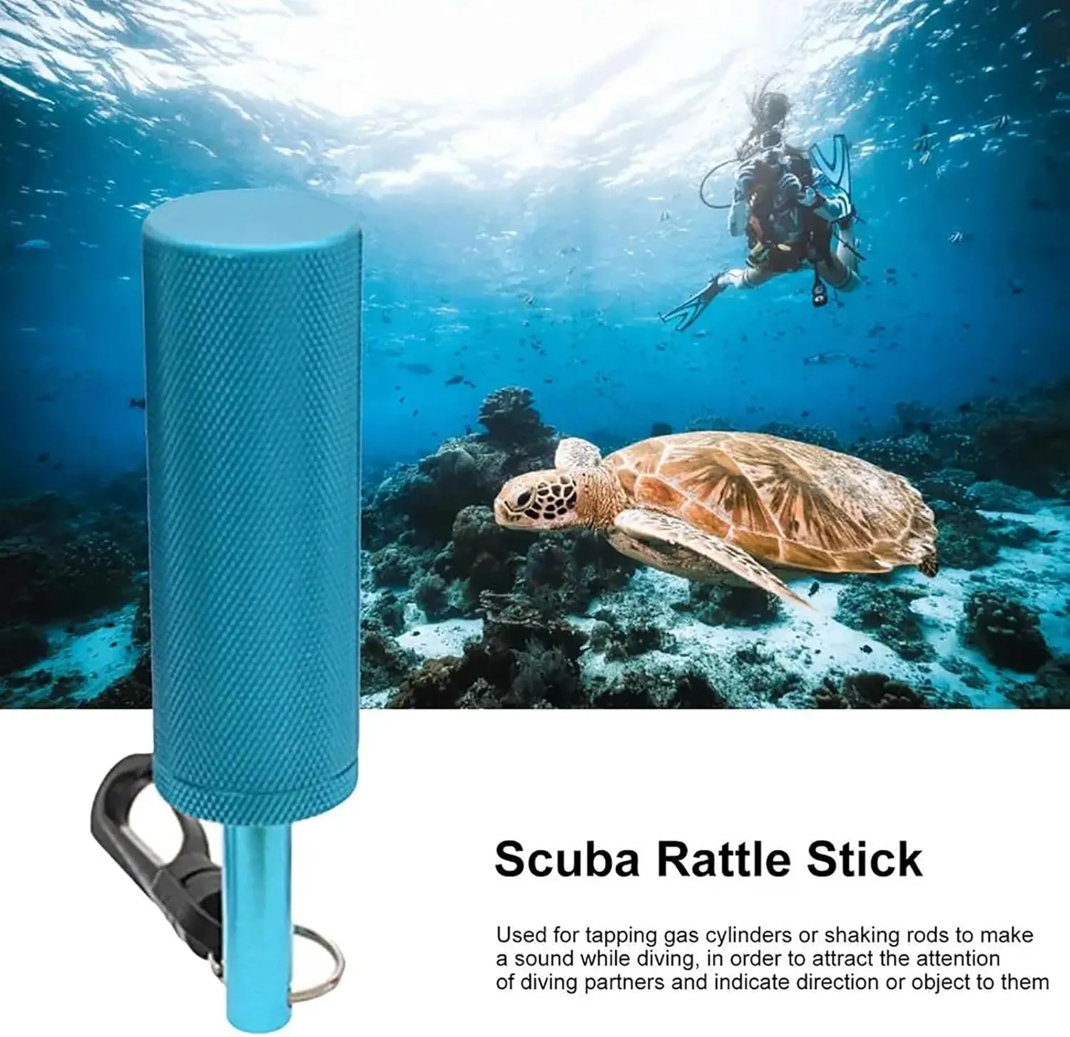 WYYHAA Scuba Diving Stick, Aluminum Alloy Diving Rattle, 360° Diving Pointer with Clip for Underwater Shaker Noise Maker Snorkeling