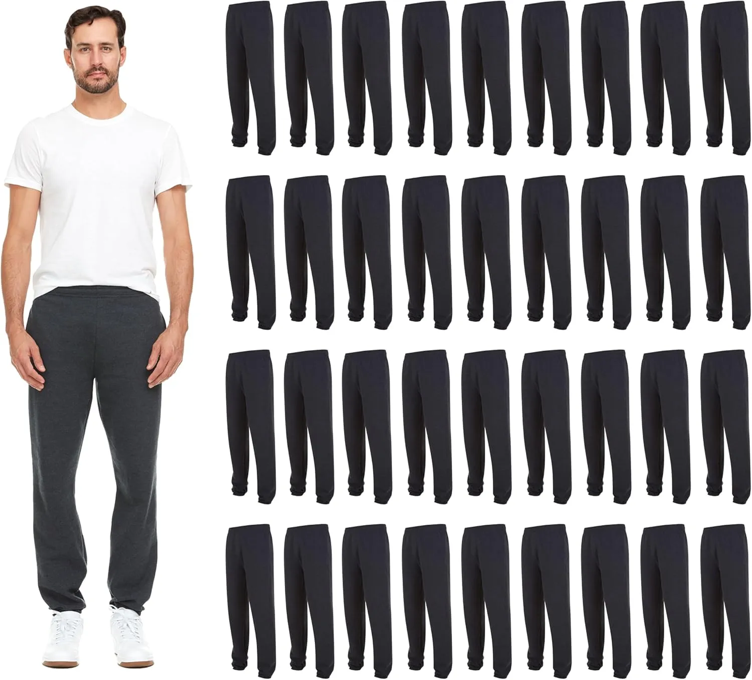 Yacht & Smith 36 Pack of Wholesale Mens Jogger Sweatpants, Homeless Shelter Donation Case, Comfy Bulk Joggers for Men
