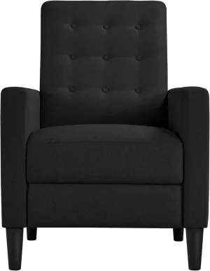 Yaheetech Fabric Recliner Chair Mid-Century Modern Recliner Adjustable Single Recliner Sofa with Thicker Seat Cushion Tufted Upholstered Sofa with Pocket Spring for Living Room Bedroom Black