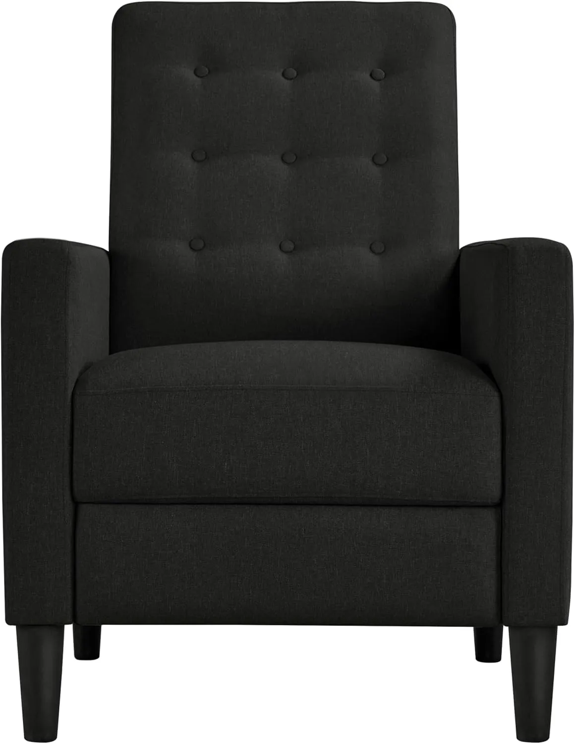Yaheetech Fabric Recliner Chair Mid-Century Modern Recliner Adjustable Single Recliner Sofa with Thicker Seat Cushion Tufted Upholstered Sofa with Pocket Spring for Living Room Bedroom Black