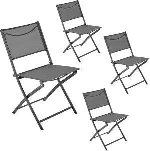 Yaheetech Folding Camping Chairs Set of 4 Portable Design, Outdoor Lawn Chairs Foldable with Metal Frame, Camping Furniture for Lawn, Beach, Yard and Garden, Dark Gray