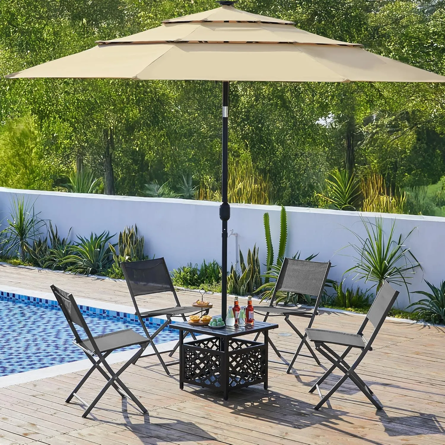 Yaheetech Folding Camping Chairs Set of 4 Portable Design, Outdoor Lawn Chairs Foldable with Metal Frame, Camping Furniture for Lawn, Beach, Yard and Garden, Dark Gray